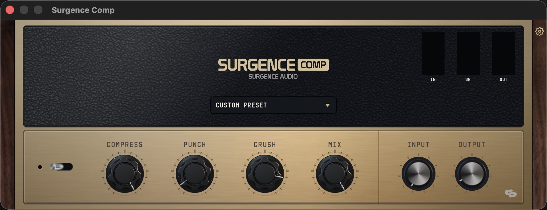 Surgence Comp Compress, Punch, Crush, and Mix knobs